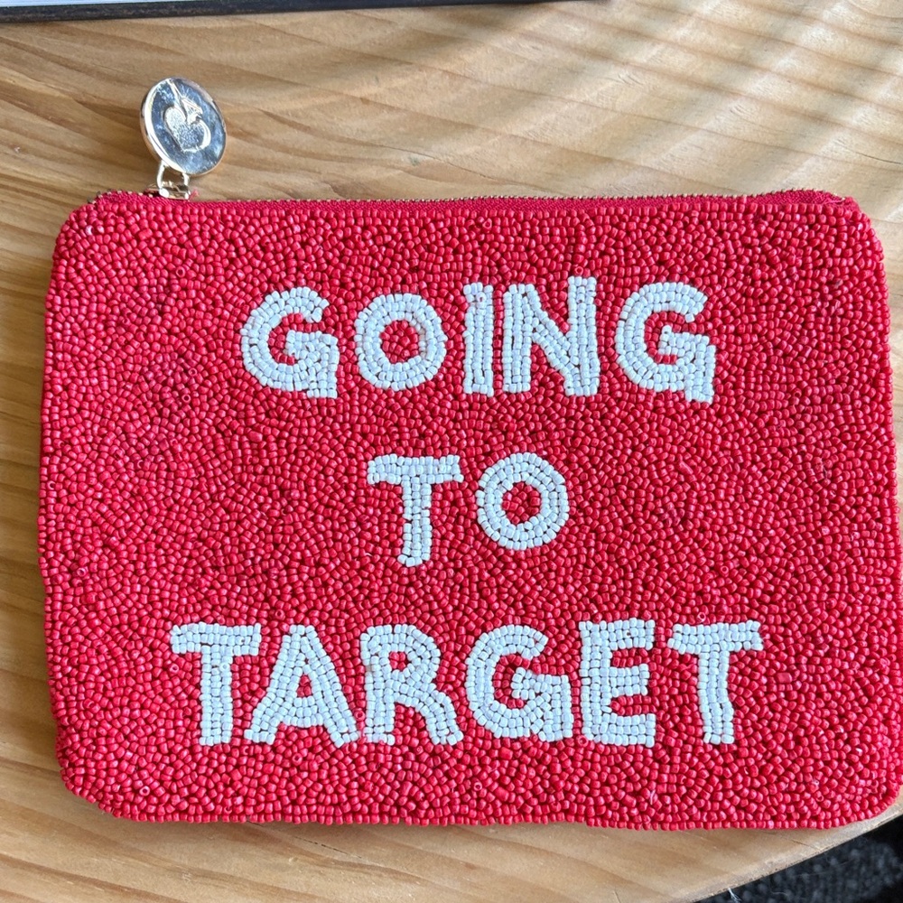 Red Beaded Clutch with Fun Text